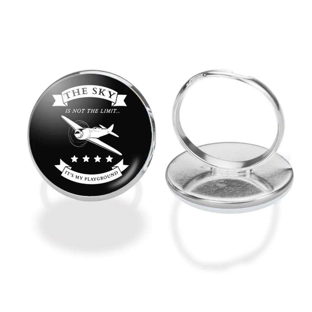 The Sky is not the limit, It's my playground aviation ring in stainless steel.