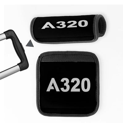 Airbus A320 Flat Text Neoprene aviation luggage handle cover in soft silicone.