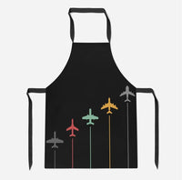 Thumbnail for Black & White Super Travel Icons Black aviation design on durable cotton blend kitchen apron.