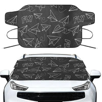 Thumbnail for Paper Airplane & Fly (Gray) Car aviation design on car windshield cover.