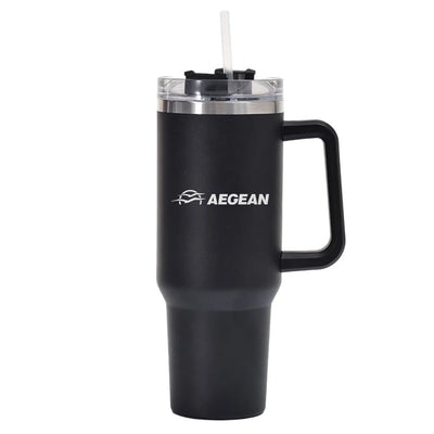 Aegean Airlines 40oz Stainless Steel Car Mug With Holder aviation design on 40oz car mug, 40oz vacuum-insulated.