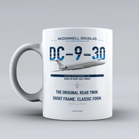 Thumbnail for McDonnell Douglas DC-9-30 design on white ceramic mug, double-side print