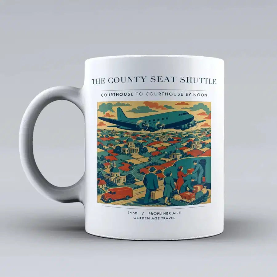 VINTAGE G4388 - The County Seat Shuttle - Ceramic Mug design on white