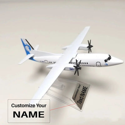 Side view of Mongolian Airlines FK50 die-cast scale model airplane.