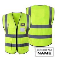 Thumbnail for Custom Name (Special Badge) aviation design printed on high-visibility reflective fabric reflective vest.
