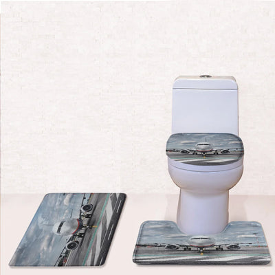 Amazing Clouds and Boeing 737 NG Toilet Seat Cover Three-piece aviation print on soft fabric toilet seat cover set.
