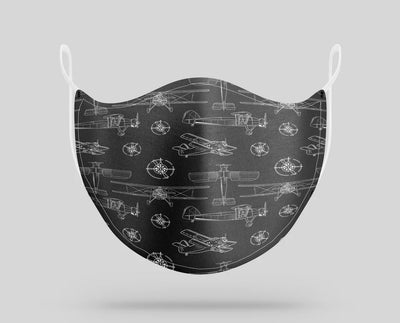 Propeller Lovers aviation face mask in breathable cotton blend.