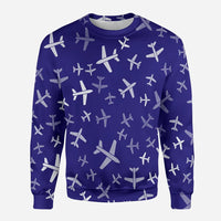 Thumbnail for Different Sizes Seamless Airplanes aviation design printed on soft cotton blend 3D sweatshirt.