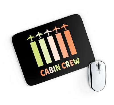 Colourful Cabin Crew aviation design on neoprene with anti-slip base mouse pad.