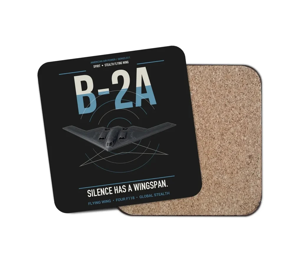 B-2A Spirit design on black 1 piece coaster