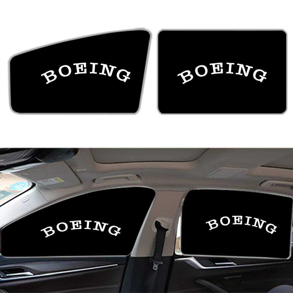 Special BOEING Text Car Sun Shade (Side window) aviation design on reflective polyester car side window sun shade.