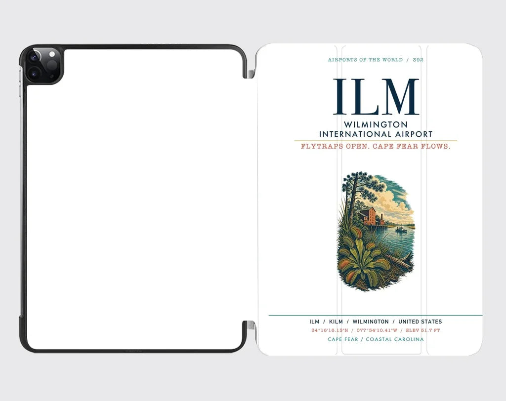 Wilmington International Airport (ILM) design on white ipad tablet case