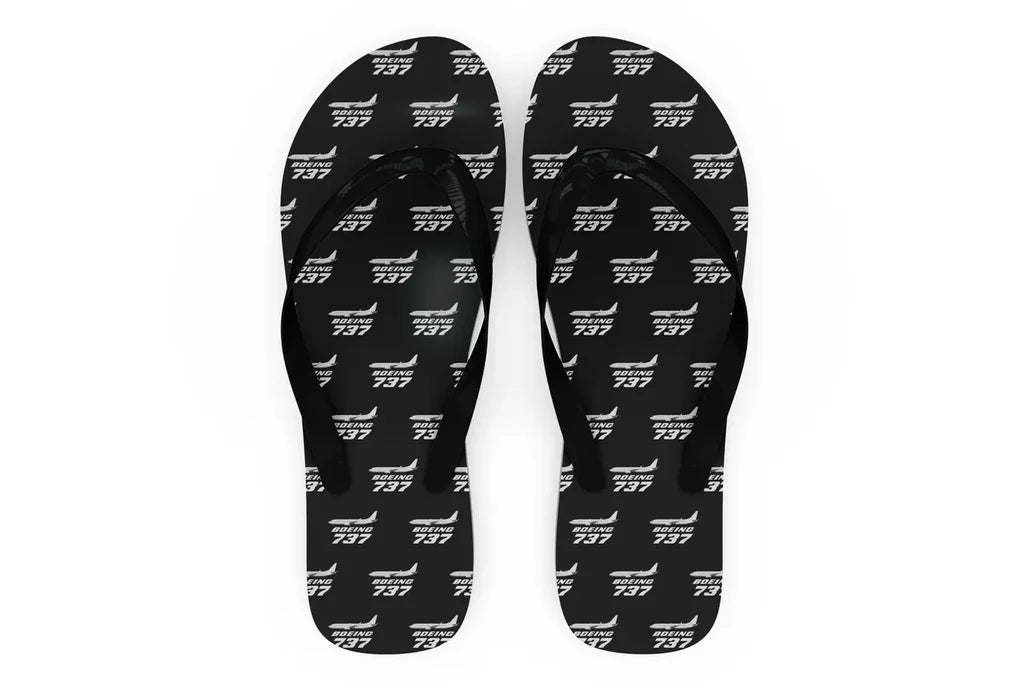 The Boeing 737 Slippers (Flip Flops) aviation design on durable rubber sole slippers and flip-flops.