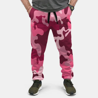 Military Camouflage Red aviation design on soft cotton blend 3D-printed sweatpants.