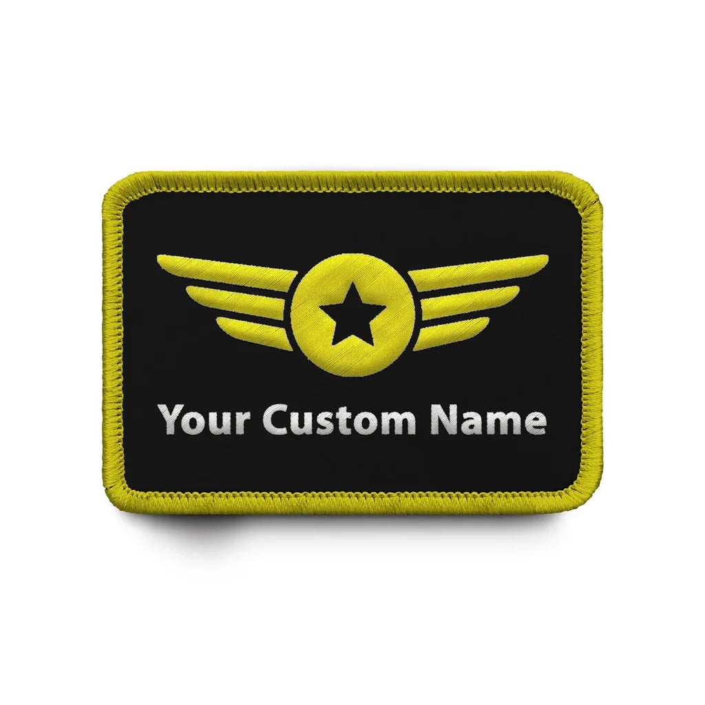 Custom Name (Special Badge) & Embroidered aviation design patch in embroidered fabric.