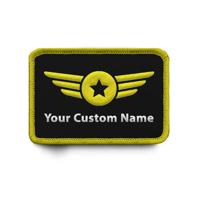 Custom Name (Special Badge) & Embroidered aviation design patch in embroidered fabric.