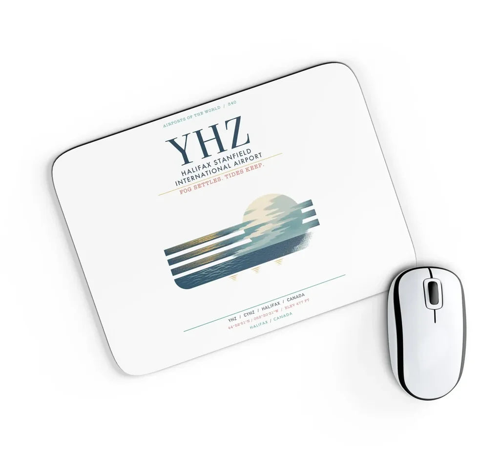 Halifax Stanfield International Airport (YHZ) design on white rectangle mouse pad