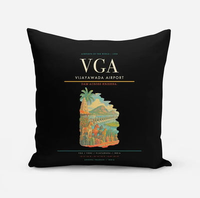 Vijayawada Airport (VGA) design on black pillow