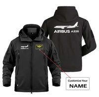 Thumbnail for The Airbus A220 Military Jackets (Customizable) aviation design printed on heavy cotton shell with field-style pockets milita.