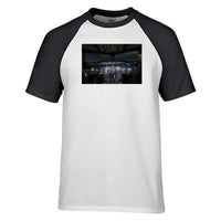 Thumbnail for Airbus A380 Cockpit aviation design printed on soft cotton raglan T-shirt.