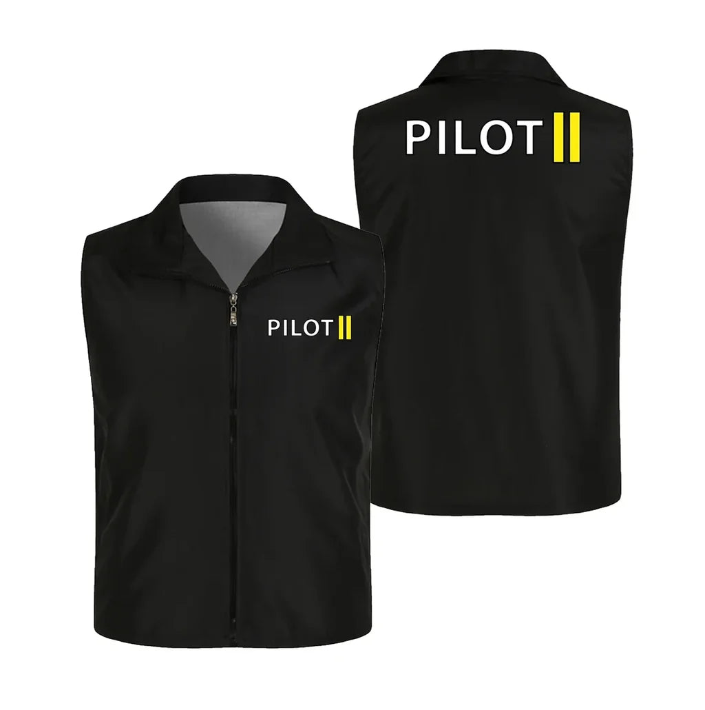 Pilot & Stripes (2 Lines) Thin Style aviation design printed on lightweight shell with sleeveless design thin vest.