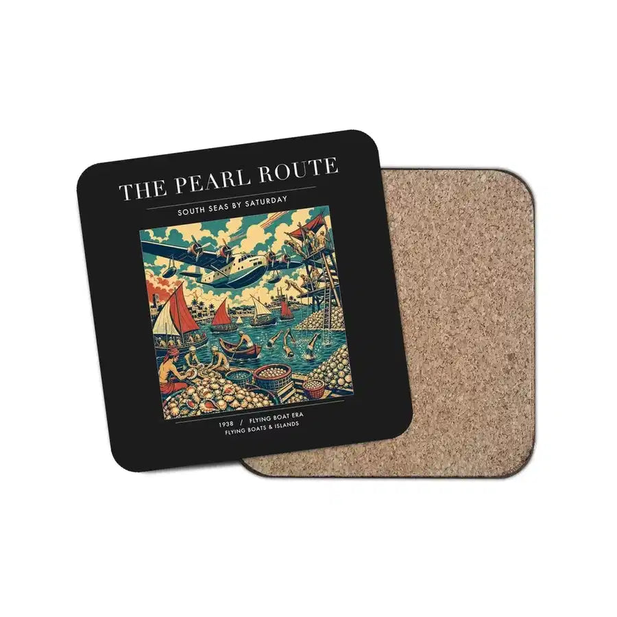 The Pearl Route - Designed Coasters design on black 1-piece