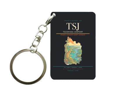 Tsushima Airport (TSJ) design on black key chain