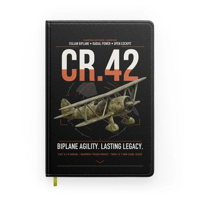 Fiat CR.42 Falco design on black notebook