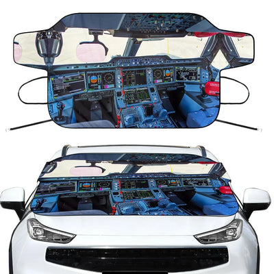 Airbus A350 Cockpit Car aviation design on car windshield cover.