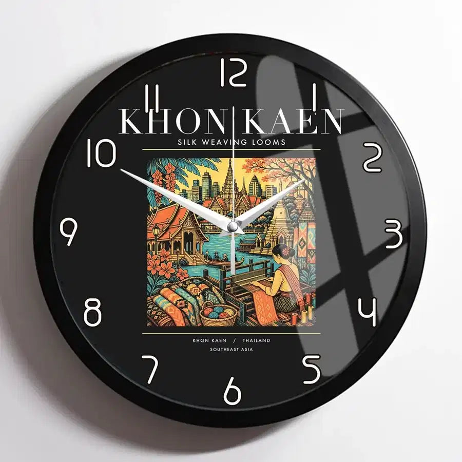 KHON KAEN - Poster - Wall Clock Framed - Black