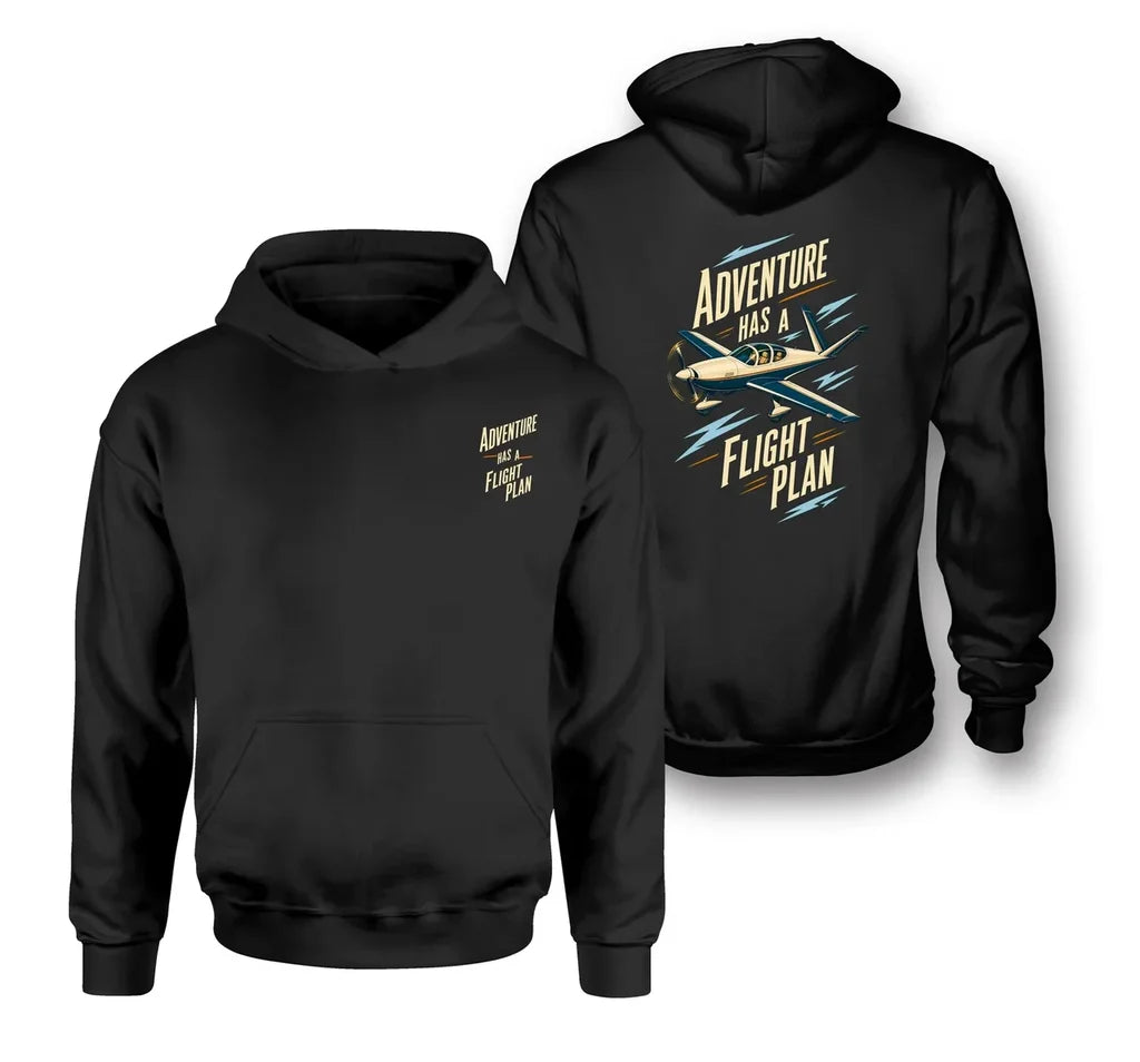 SIGNAL 22 - Adventure Has A Flight Plan - Double-Side Hoodie design on black double side hoodie