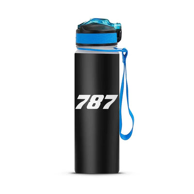 Boeing 787 Flat Text Sports aviation design on sport kettle, insulated bottle with sport spout.