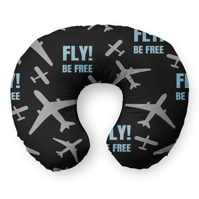 Fly Be Free (Black) Travel & Boppy aviation design on memory foam with soft cover travel pillow.