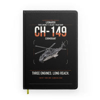 Thumbnail for Leonardo CH-149 Cormorant design on black notebook