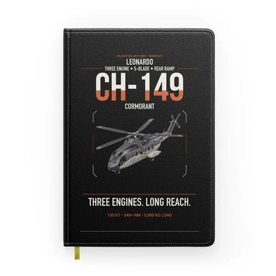 Leonardo CH-149 Cormorant design on black notebook
