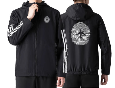 Aviation Finger Print Sport Style aviation design printed on lightweight windproof shell windbreaker.
