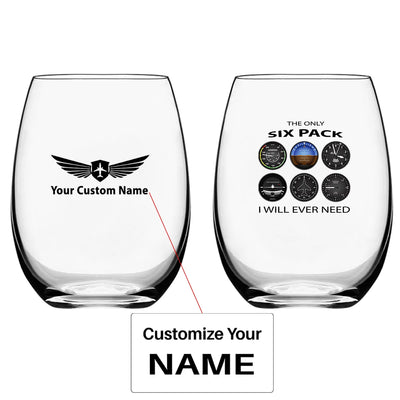 The Only Six Pack I Will Ever Need Water & Drink aviation design on water glass, crystal-clear premium glassware.