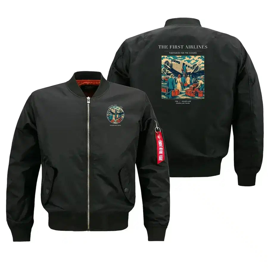 VINTAGE G4048 - The First Airlines - Bomber Jacket design on black
