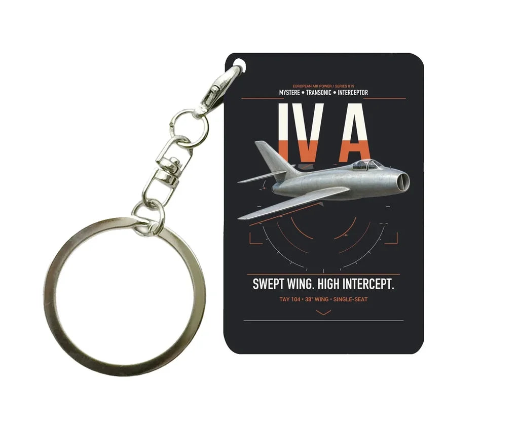 Dassault Mystère IV A design on black designed key chain, double-side print