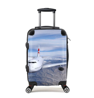 Graphical Boeing 747 Cabin Size aviation print luggage, durable shell.