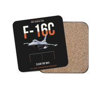 Thumbnail for F-16C Block 50 Clear The Way design on black 1 piece coaster