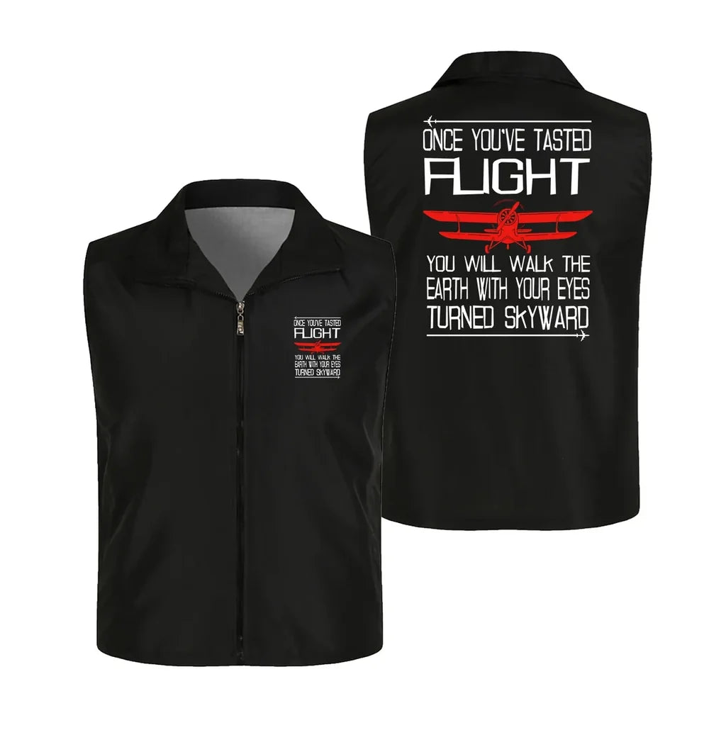 Once You've Tasted Flight Thin Style aviation design printed on lightweight shell with sleeveless design thin vest.