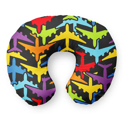 Super Colourful Airplanes Travel & Boppy aviation design on memory foam with soft cover travel pillow.