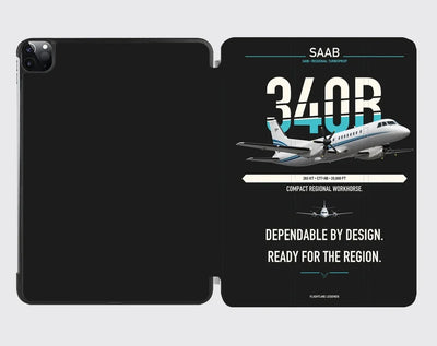 Saab 340B design on black ipad tablet case