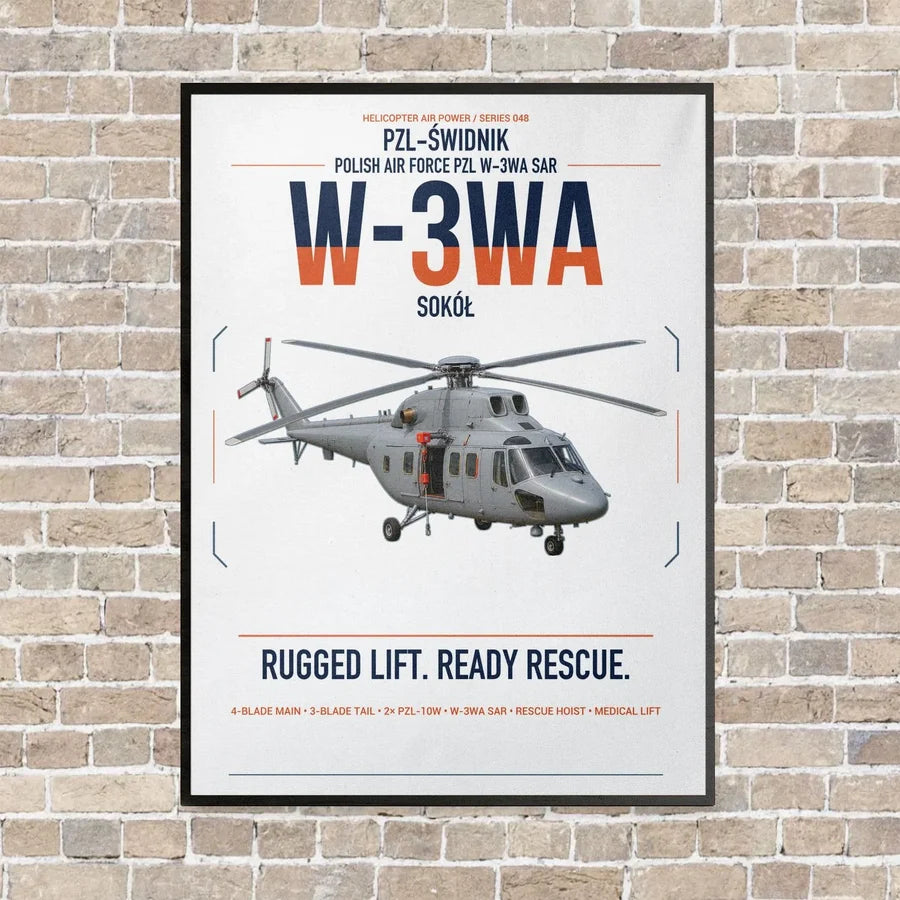 PZL-Świdnik W-3WA Sokół vertical canvas print - framed - white background