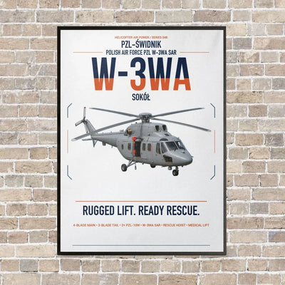 PZL-Świdnik W-3WA Sokół vertical canvas print - framed - white background