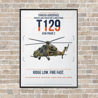 Thumbnail for Turkish Aerospace T129 ATAK Phase 2 vertical canvas print - framed - white background