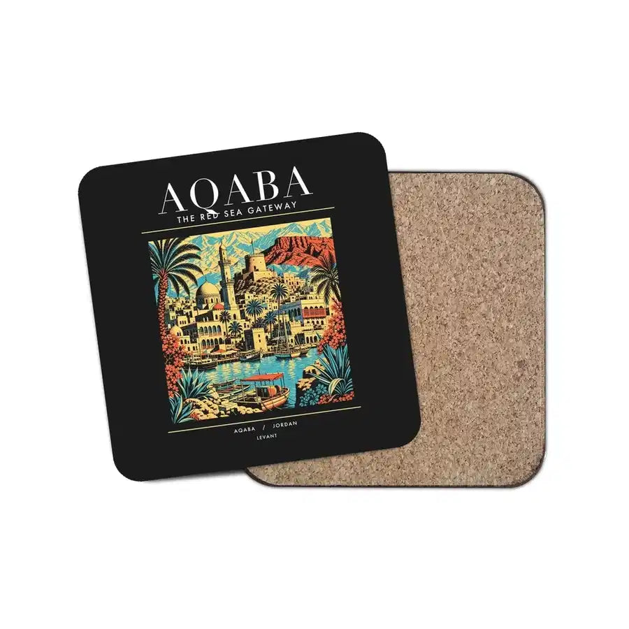 AQABA - Poster - Coaster - Black
