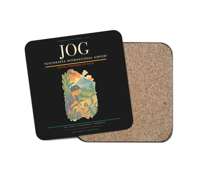 Yogyakarta International Airport (JOG) design on black 1 piece coaster