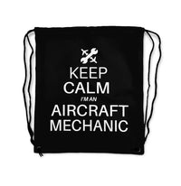 Thumbnail for Aircraft Mechanic aviation drawstring bag in lightweight polyester.